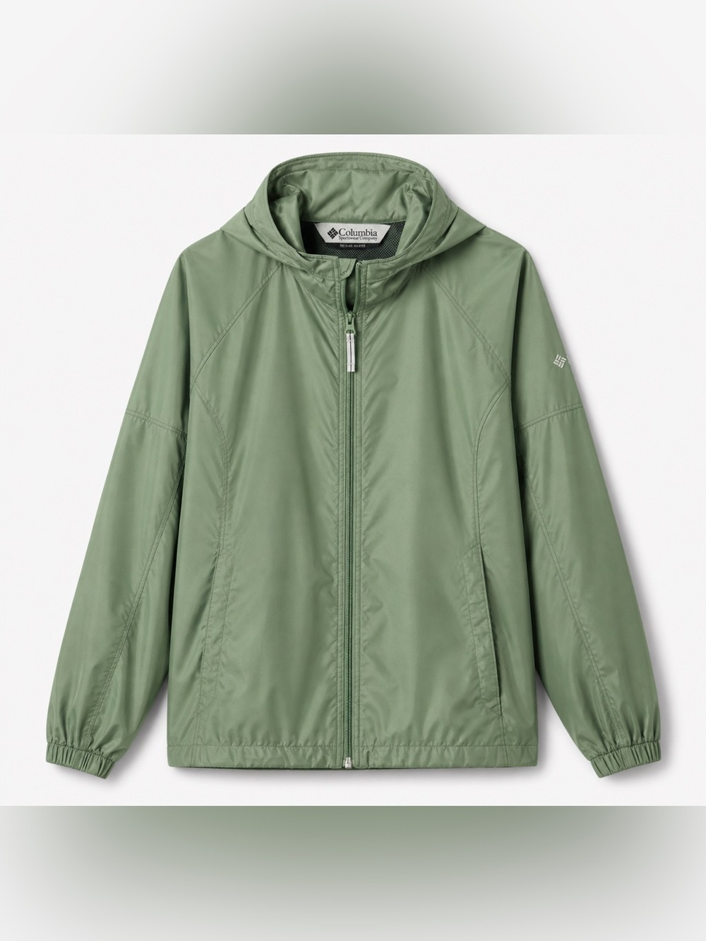 Columbia Sage Green Lightweight Hooded Windbreaker Jacket Women’s Size Small